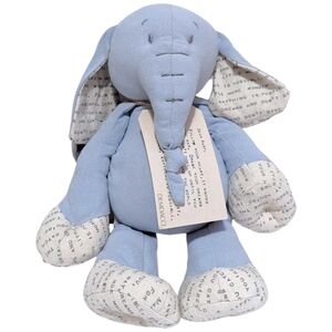 Demdaco DEAR BABY Elephant Plush NWT Blue Gray Stitching Encouraging Words Gift
